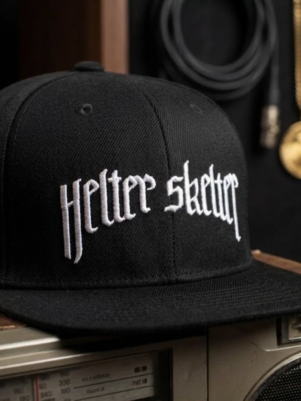 Retro Helter Skelter Hat Dr Dre NWA White Script Black Flat Brim Snapback Cap Ne